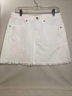 Just Black Denim White Mini Skirt, Size Large